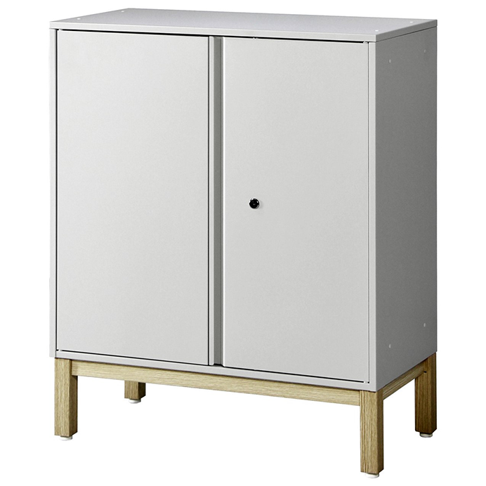 PREDONA スチール両開き扉書庫 2段 脚付き